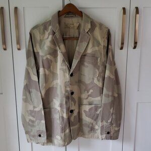 Lucky Brand Blazer Jacket Mens L Army Camo Cotton Utility Chore Workwear